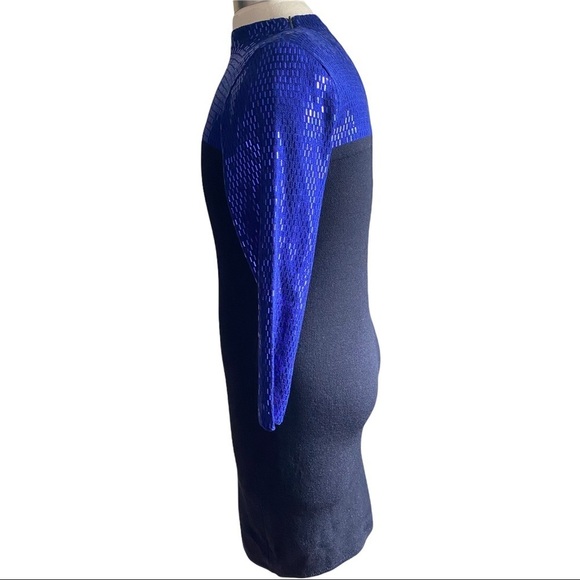 St. John Evening Black Cobalt Blue Sequined Evening Dress Cocktail Party Luxe 10 - Picture 6 of 14